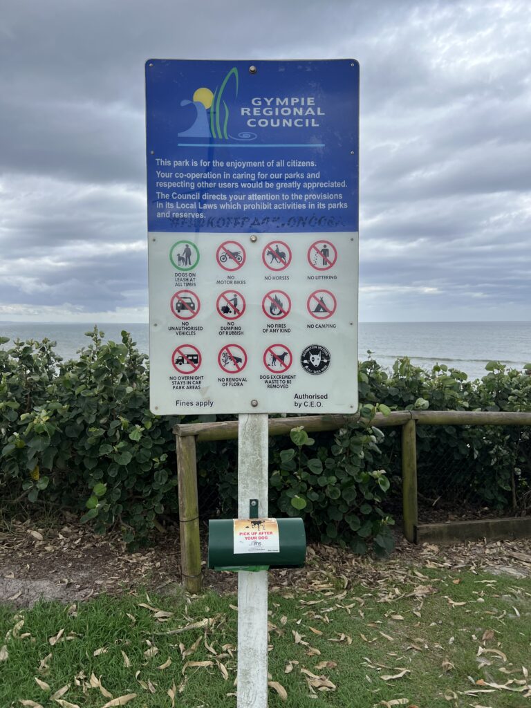 Ruff Ruff Reviews - Rainbow Beach - Council sign