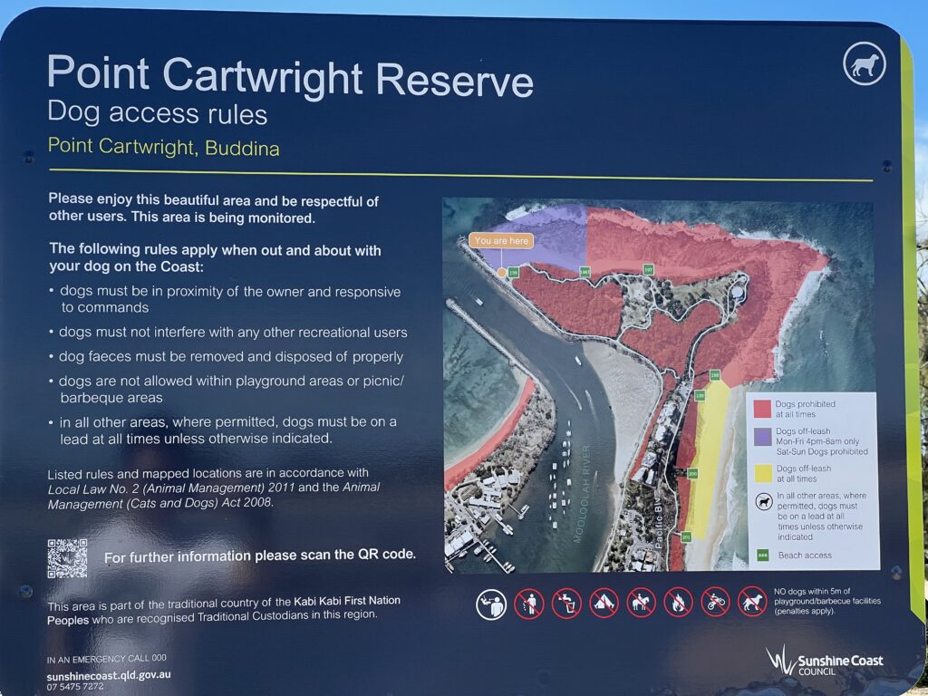 Ruff Ruff Reviews - Point Cartwright Beach and Reserve, Buddina, Sunshine Coast - Point Cartwright Reserve Dog Sign