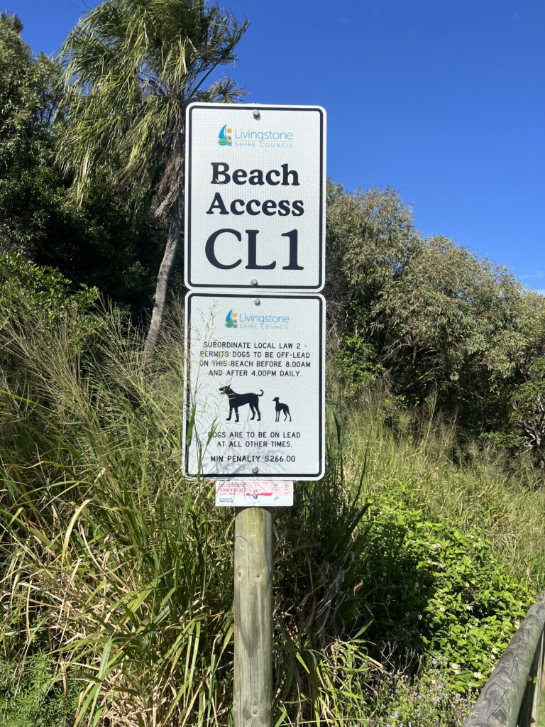 Ruff Ruff Reviews - Causeway Lake / Beach - Yeppoon, Dog-Friendly sign