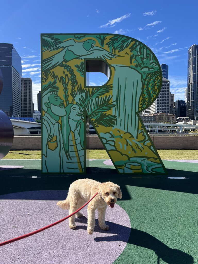 Ruff Ruff Reviews - Cultural Forecourt, Southbank, South Brisbane - Brisbane Sign, with Ralph
