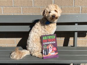 Ruff Ruff Reviews - Product Book Review - Air Fryer Dog Treats Cookbook by Scott Thelton - Ralph with book