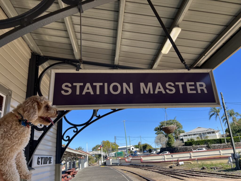 Ruff Ruff Reviews - Mary Valley Rattler Train and Station, Gympie - Ralph being Station Master