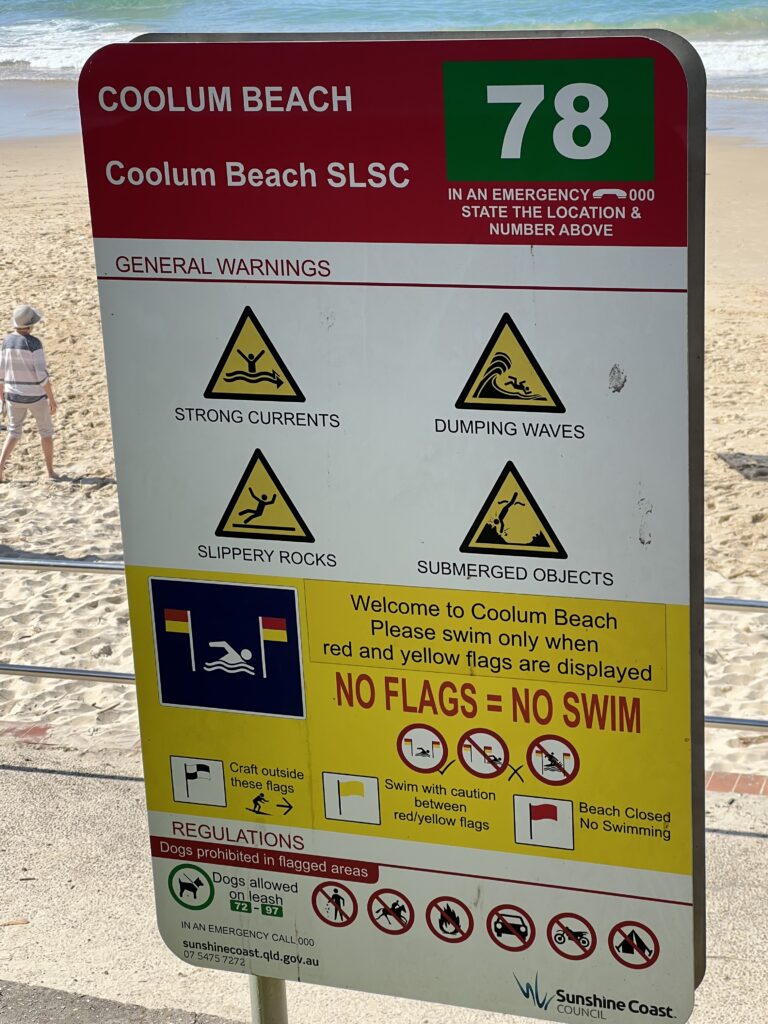 Ruff Ruff Reviews - Coolum Beach (Coolum SLSC) - Beach Sign