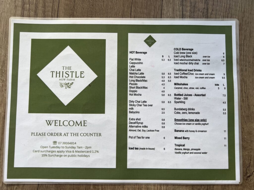 Ruff Ruff Reviews - The Thistle, New Farm - Menu