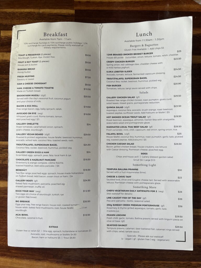 Ruff Ruff Review - The Gallery Cafe, Ballina - Menu
