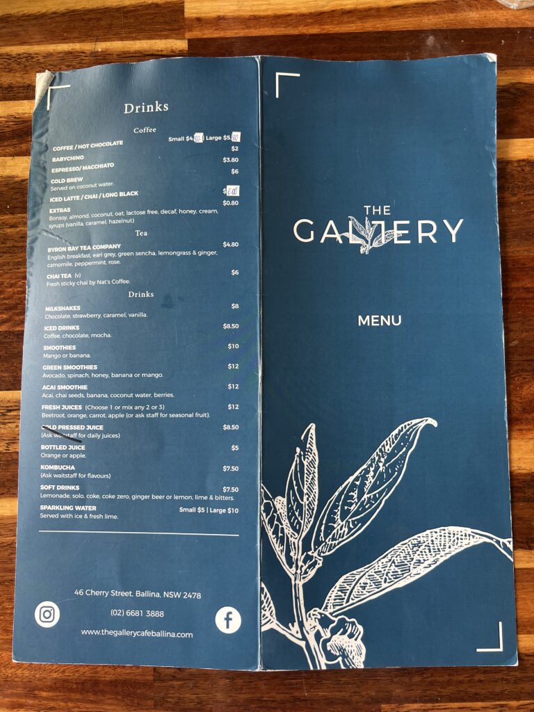 Ruff Ruff Review - The Gallery Cafe, Ballina - Menu